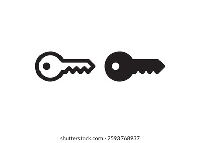 Key Icon Set in Black and White Vector