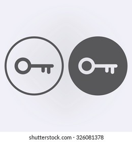 Key icon set in circle . Vector illustration