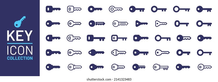 Key icon set in different design.