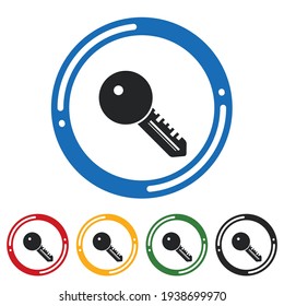 Key icon set. flat design vector illustration in 5 colors options for web design.