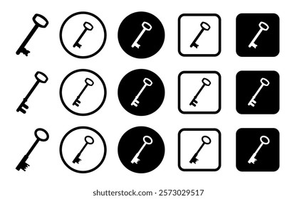 Key icon set. House key black silhouette. Keys vector icons. Simple old key sign. 