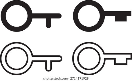 conjunto de ícones de chave, ícone de chave de casa sinal de segurança, coleção de estilos de vetor preto e branco, ícone de vetor de chave. Símbolo de chave,
