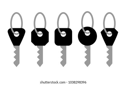 Key icon set, isolated on white background, vector illustration.