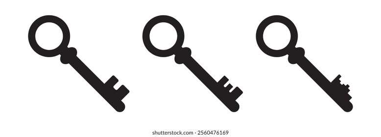 Key icon set. Isolated security and lock symbol. Vector