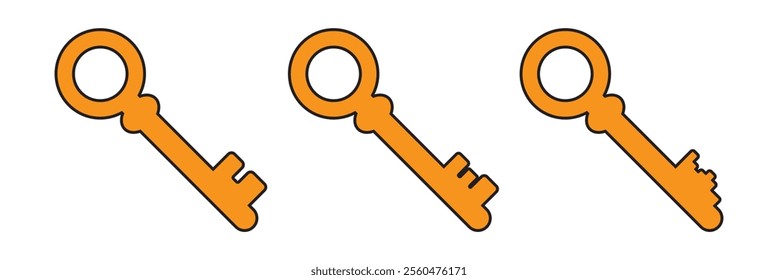 Key icon set. Isolated security and lock symbol. Vector