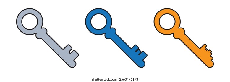 Key icon set. Isolated security and lock symbol. Vector