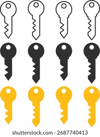 Conjunto de iconos de teclas. Línea y estilo atrevido. Símbolo de acceso