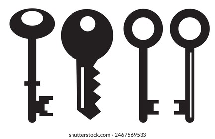 key icon set. key lock icon , access account login password icons - house key icon security symbol. vector interface app icons. Vector illustration . EPS 10  