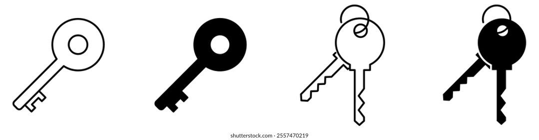 Key icon set. key lock icon , access account login password icons - house key icon security symbol.