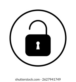 Key icon set. Open padlock icon in circle style. Security symbol. Vector illustration on white background