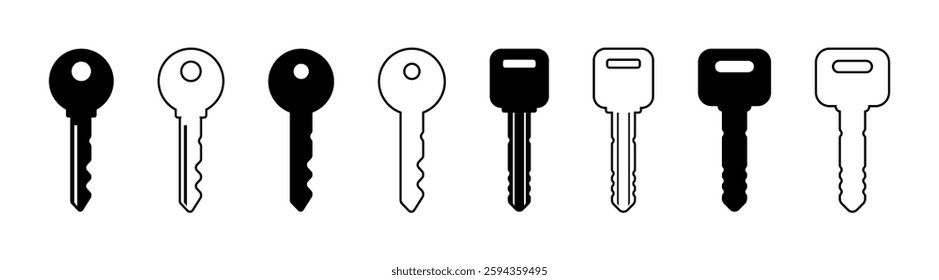 Key icon set. Key icon page symbol for your web site design. Access keys concept
