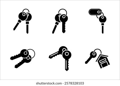 Key icon set, Key symbol on white background.