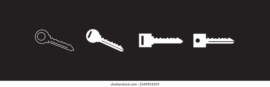 Key icon set symbol vector. on black background editable