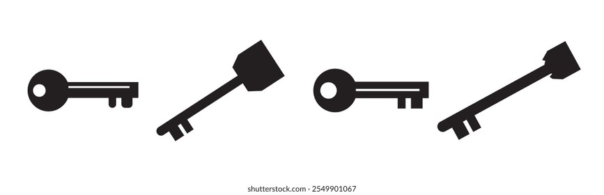 Ícone de chave define o vetor do símbolo. no fundo branco editável
