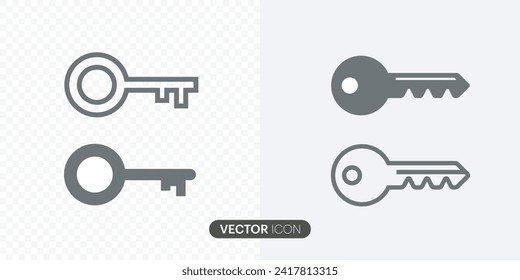 
Key icon set in trendy flat style.Key icon in line style.Key symbol for black silhouette of a house key.Vector illustration