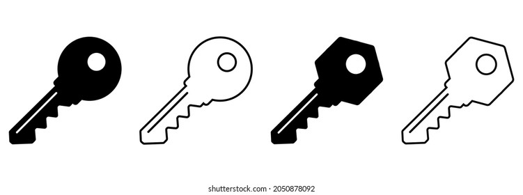 key icon set trendy style on white backgtound, key symbol vector illustrations