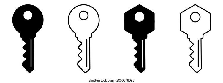 key icon set trendy style on white backgtound, key symbol vector illustrations