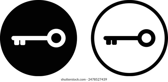 Key icon set in two styles isolated on white background . Classic key icon vector