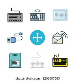 key icon set. vector set about keyboard, memory card, usb and rss feed icons set.