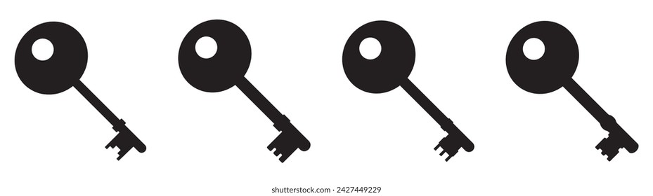 Key Icon set. Key vector icon. Set of black silhouettes of door case. Vector illustration