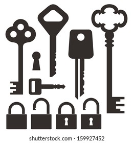 Key. Icon set. Vector illustration