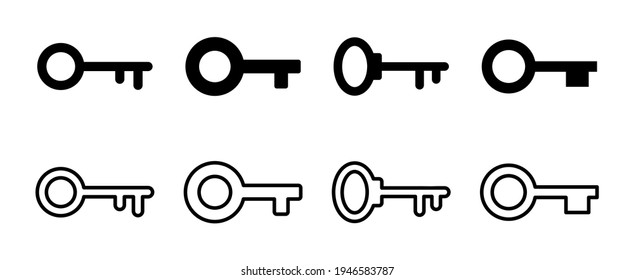 Schlüsselsymbol eingestellt. Wichtigstes Vektorsymbol. Schlüsselsymbol