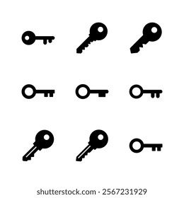 Key icon set. Key vector icon. Key symbol