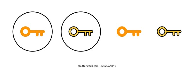 Juego de iconos clave para la aplicación web y móvil. Signo y símbolo de clave.