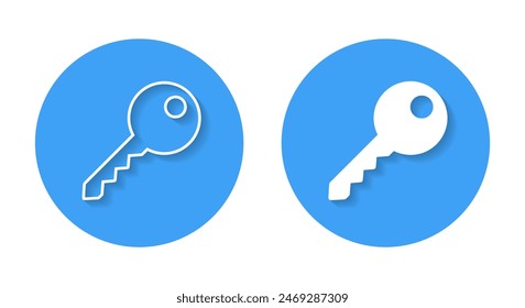 Key icon with shadow. Access concept
