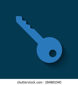 Key icon  with shadow on a blue background