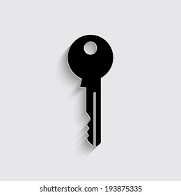 Key icon with shadow on a grey background