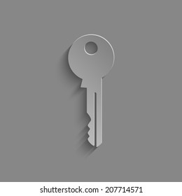 Key icon with shadow on a grey background