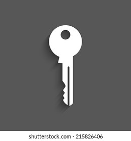 Key icon with shadow on a grey background