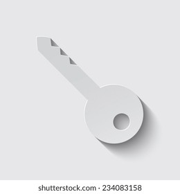 Key icon with shadow on a grey background