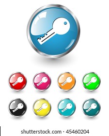 Signo de icono de clave, conjunto de vector multicolor