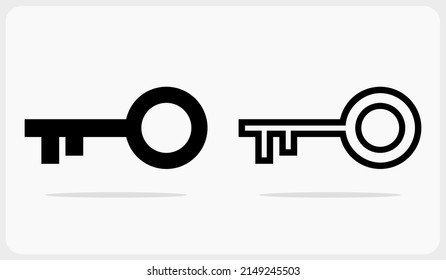 icono de clave en la ilustración de silueta y vector de línea