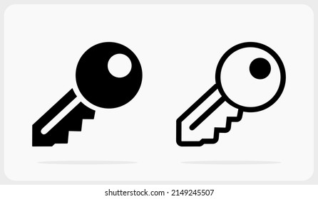 icono de clave en la ilustración de silueta y vector de línea