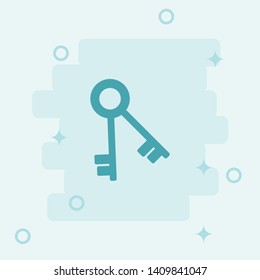 Key Icon. Simple icon, blue colored icon illustration. - Vector