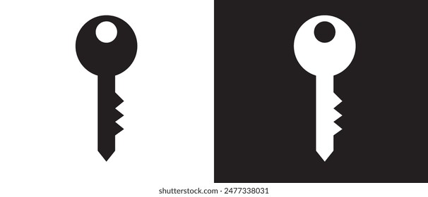  Key icon. simple design key icon on a white and black background. vector illustration.