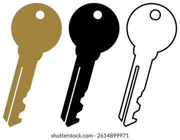 key icon, simple flat style, illustration, logo sign symbol pictogram template, for ui or ux isolated on white for mobile app, editable