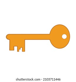 Key icon. Simple illustration of metal key.