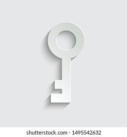   key icon/ simple unlock symbol/ paper icon  with shadow 