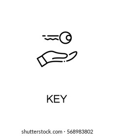 Key icon. Single high quality outline symbol for web design or mobile app. Thin line sign for design logo. Black outline pictogram on white background