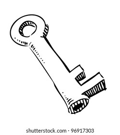 Key icon. Sketch vector illustration