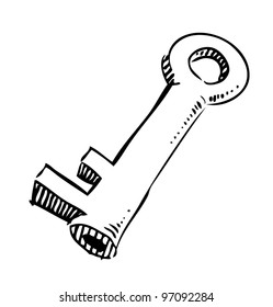 Key icon. Sketch vector illustration