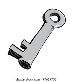 Key icon. Sketch vector illustration
