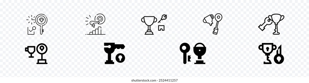  key icon. key to success icon, A key with success. champion icon, winning icon, achievement icons