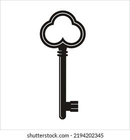 key icon or symbol with black flat style