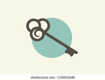 Key icon. Key symbol in flat style. Key logo retro style. Key vintage concept