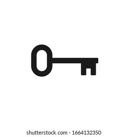 Símbolo de icono de clave. Logotipo de acceso de seguridad. Signo de forma redondeada simple. Silueta negra aislada sobre fondo blanco. Imagen de ilustración vectorial.